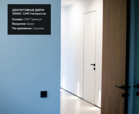 Декоративные негорючие офисные двери на основе стекломагниевого СМЛ листа под дерево и однотонные RAL