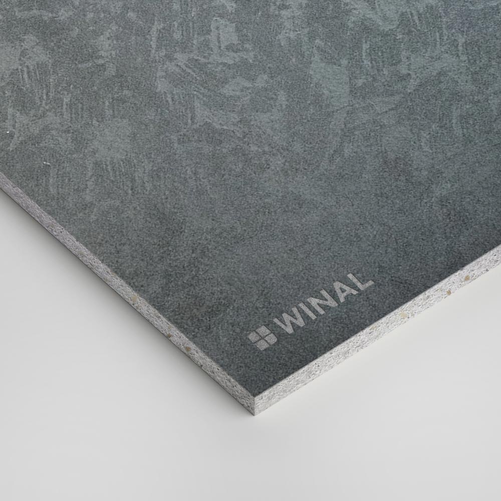 Стеновая панель ламинированная ПВХ пленкой ГСП Бетон антрацит с открытым креплением алюминиевым профилем