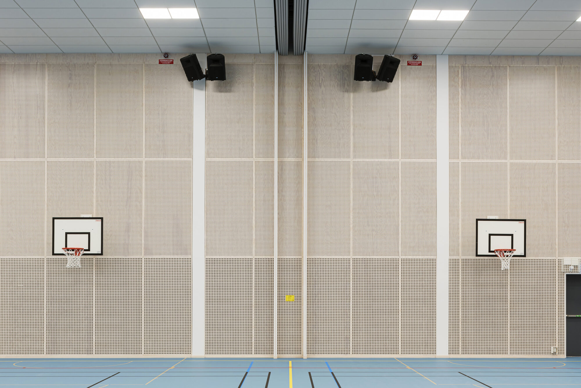 Акустические звукоотражающие / звукопоглощающие панели для стен СМЛ окрашенный, ламинированный ПВХ, HPL перфорированный под дерево для спортивного зала